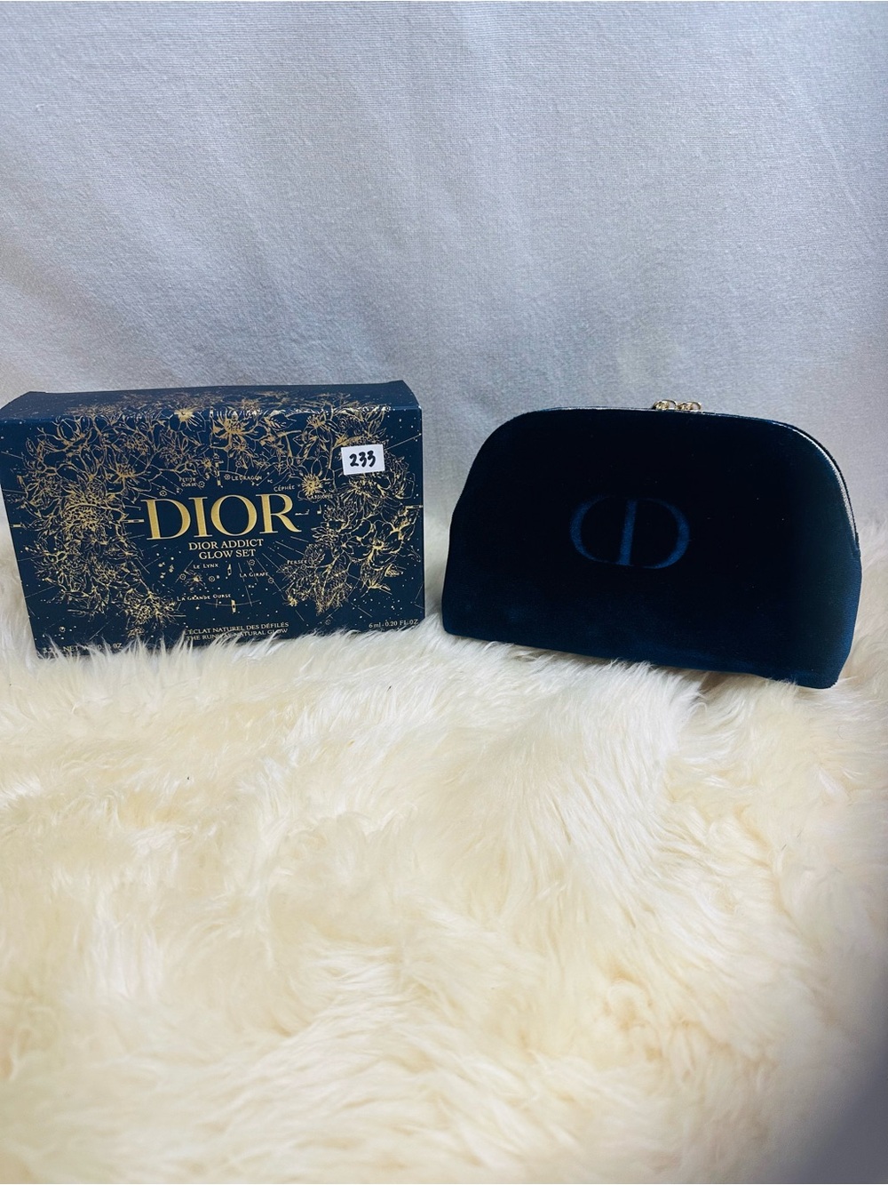 💕Dior Velvet Logo Pouch in Deep Blue
